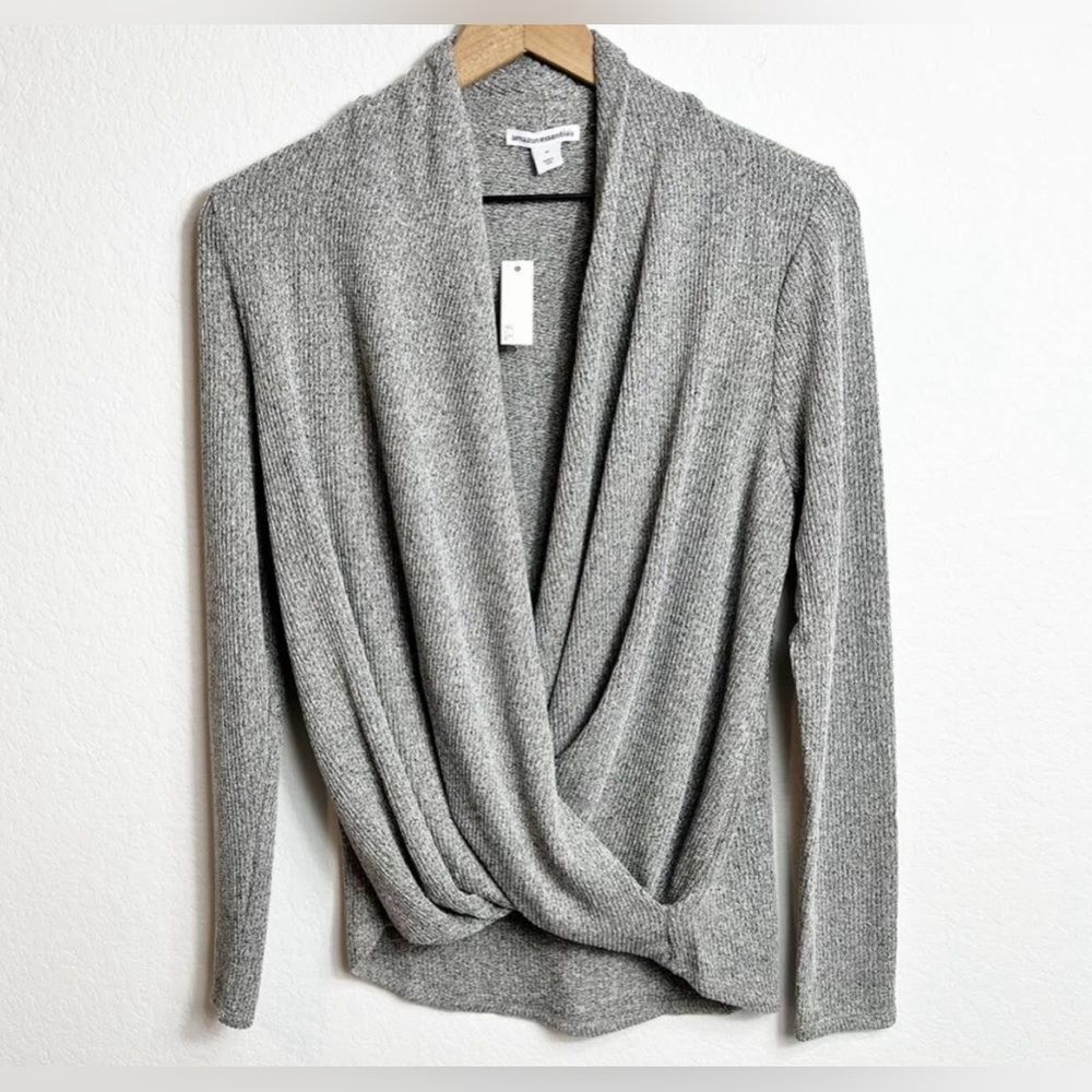 Amazon Essentials Grey‎ Women Long Sleeve wrap Top/Sweater